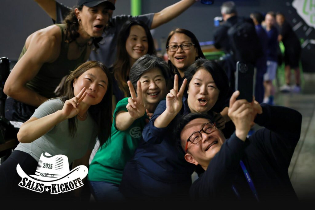 an event photography picture of a team having fun at a party