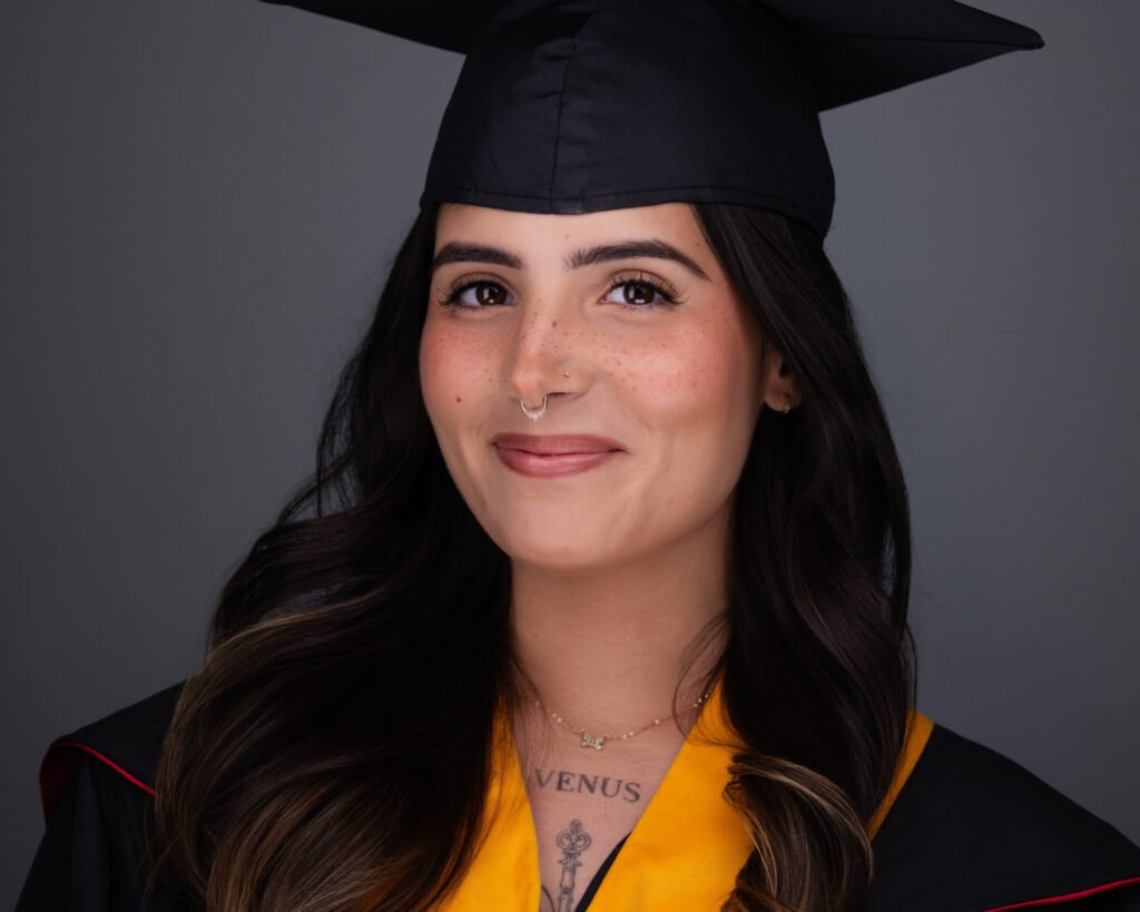 Celebrating and getting a headshot at graduation